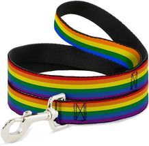 NEW Rainbow Pride Striped Dog Leash 4 ft. long 1 in. wide nylon lead steel clip - £8.57 GBP