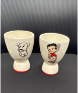 Vintage Betty Boop &amp; Pudgy Ceramic Egg Cups Set of 2 – 1990s KFS/FS Coll... - $374.83 MXN