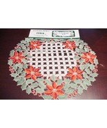 Luxury PAIR OF Doily by FANCO, vibrant poisettias, 15&quot; diam, NEW[d7] - €16,88 EUR