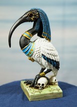 Egyptian God Ibis Headed Thoth White Flamingo Standing On Skull And Book Statue - £25.85 GBP