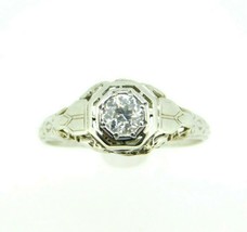 Authenticity Guarantee 
Art Deco 18k White Gold Genuine Natural Diamond Filig... - £762.68 GBP