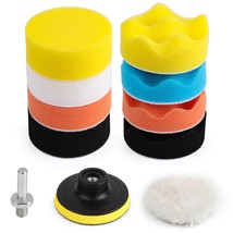 Kshineni 3 Inch Drill Buffing Pad 11 Pcs Car Foam Polishing Pads Kit Dri... - $13.23