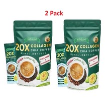 FITGUM 20X Collagen Chia Coffee 11 in 1 Coffee Mix (2 Pack) USA Seller - $33.61