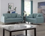 Roundhill Furniture Noreen Contemporary Rounded Arm Sofa and Loveseat, Blue - £1,380.12 GBP