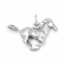 Sterling Silver 925 Solid Small 18mmx23mm 3D Running Galloping Horse Charm - £43.15 GBP