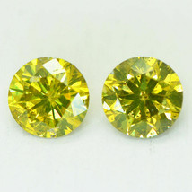 Matching Pair Diamonds Loose Round Cut Fancy Yellow 1.74 TCW Certified Enhanced - £999.00 GBP