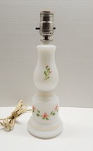Bristol Glass Boudoir Lamp White Hand Painted Roses Pink Gold Trim Vintage - £23.42 GBP