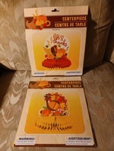 2 Thanksgiving Centerpieces 10&quot; Turkey Give Thanks Decorations Fall Autu... - £13.00 GBP