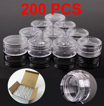 200 Pack 5 Gram Sample Jars High Quality Clear Lid Cosmetic Makeup Pot L... - $42.99