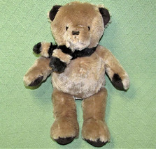14&quot; Brookstone Nap Teddy Bear Stuffed Animal Brown Tan Soft Plush With Scarf - $35.10