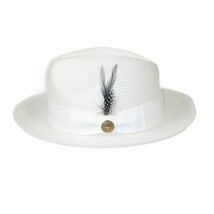 Men's Milani Straw Braided Fedora Hat Soft Crushable FDS-002 Solid White image 4