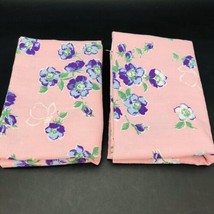 2 pcs Vintage Feed Sack Fabric 44x36 Pink with Purple &amp; Blue Flowers *Se... - £15.72 GBP