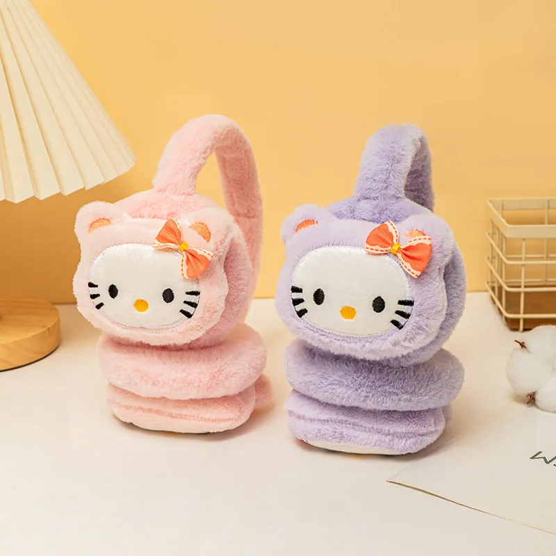 Sanrio Hello Kitty Earmuffs Cartoon Girl Heart Outdoor Ear Bags Warm Ears Plush - £5.88 GBP
