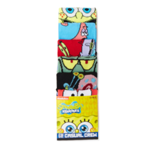 HYP Spongebob SquarePants 6 Pack Men&#39;s Novelty Crew Socks Size 8 - 12 NEW - £18.16 GBP