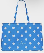 New Kate Spade Tote Blue White Polka Dot 25&quot; x 15&quot; XLarge Shopping Tote - $429.88 MXN