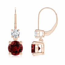 ANGARA Lab-Grown Ruby Leverback Earrings with Diamond in 14K Gold (7mm, 2.75 Ct) - £1,690.67 GBP