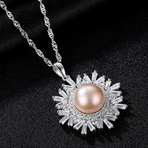 S925 Silver Necklace Snowflake Inlaid With 7-8Mm Freshwater Pearl Silver - £27.52 GBP