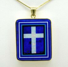 Kaufmann 14K Gold Intarsia Pendant with Genuine Natural Opal Cross (#J4373) - $1,133.55