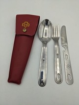 Vintage Girl Scout Silverware Set Camping 3 Pieces w Case Imperial Stainless USA - £9.98 GBP