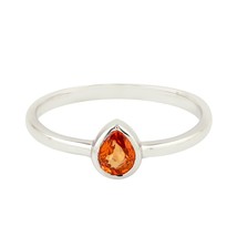 925 Sterling Silver Pear Shape Orange Sapphire Stackable Ring, Sapphire ring  - £29.56 GBP