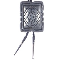 38&quot; Large Vintage Navajo square concho sterling bolo tie - £183.54 GBP