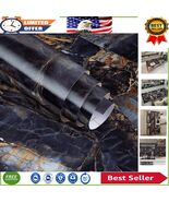 Self-Adhesive 16&quot;x354&quot; Black and Gold Marble Wallpaper - Waterproof &amp; Re... - $72.46 CAD