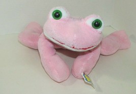Good Stuff pink plush frog lying down big green eyes red mouth w/ tag - $24.74