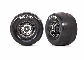 Traxxas 9475X Tires &amp; wheels assembled glued Weld black chrome Drag - £73.12 GBP
