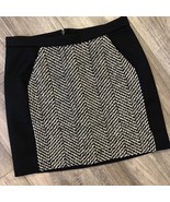 J Crew Tweed Front Skirt Size 2 Black Print Wool Mini Zip Back Pencil St... - £14.53 GBP