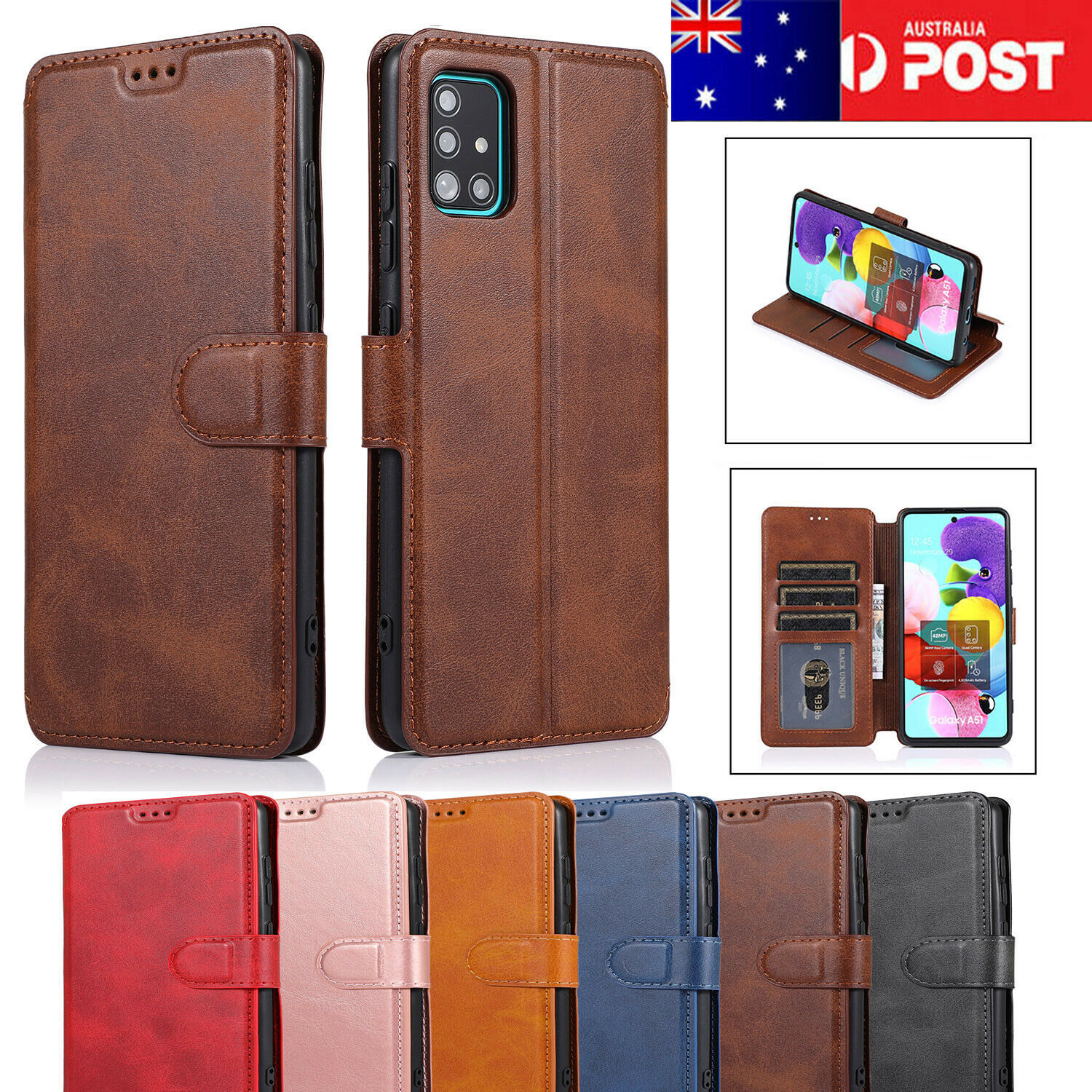 K10) Leather wallet FLIP MAGNETIC BACK cover Case for For Xiaomi Redmi model