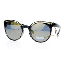 Womens Sunglasses Round Designer Fashion Marble Print Mirror Lens - £13.44 GBP