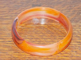 Vintage Hard Plastic Orange Brown Swirl Bracelet - $24.75