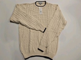 IZOD CLUB-100% COTTON  Ivory KNIT CREW NECK LONG SLEEVE SWEATER L/G-NWT&#39;S - $26.99