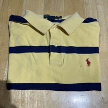 Ralph Lauren Polo Shirt Mens Large L Yellow Red Pony Navy Striped Vintage - $261.33 MXN