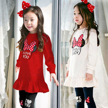 2pcs Kids Baby Girls Spring Minnie Long Sleeve Tops+Pants Cartoon Cotton Clothes - £12.77 GBP