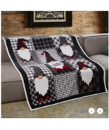 Gnome Black White Grey Soft Sherpa Blanket Farmhouse Home Country Christmas - $60.56 CAD