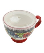 Pioneer Woman ~ DAZZLING DAHLIA ~ 27 Oz. ~ Stoneware ~ Mug w/Vented Plas... - £20.59 GBP