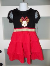 Disney Minnie Mouse Short Sleeve Red/Black Dress Size 3T Girl&#39;s NEW - £17.46 GBP
