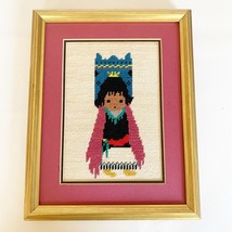 DeGrazia Needlepoint Baby Girl Shawl Woven Rug Matted Framed Finished Vi... - £27.63 GBP