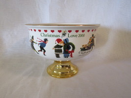 Christmas Love 2000 Teleflora Wysocki Porcelain Footed Centerpiece Bowl &amp; Liner - £9.42 GBP