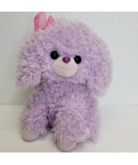 Aurora Purple Poodle Dog Plush Pink Bow Sitting Soft Curly Hair/Fur Cute - €8,80 EUR