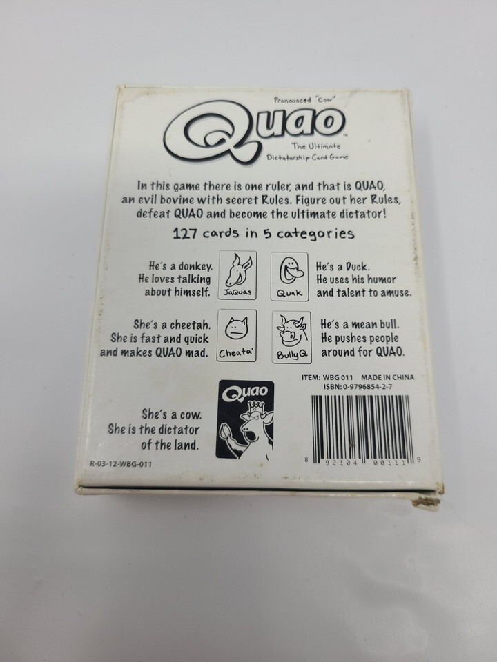 Card Game QUAO Pronounced Cow The Ultimate Dictatorship Teen and Up 2009 Item image 2