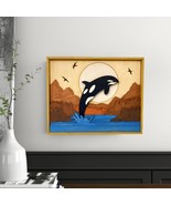 Wall Art Décor  Whale jumping from the water Ladscape Wood Sculptu - £133.68 GBP