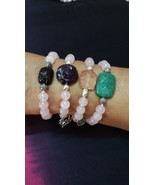 Natural Rose Quartz, Amethyst, Garnet, Jade Hand Carved Gemstone Beads B... - $75.00+