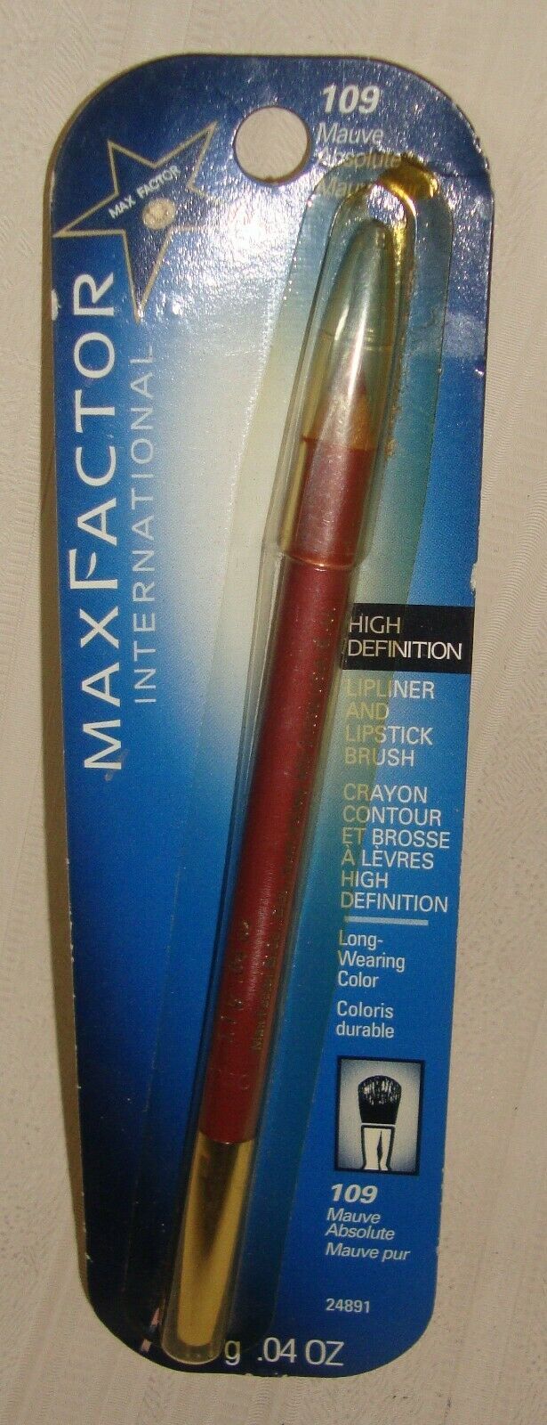 Max Factor High Definition Lipliner & Lipstick Brush Mauve 109 NEW RARE - $9.89