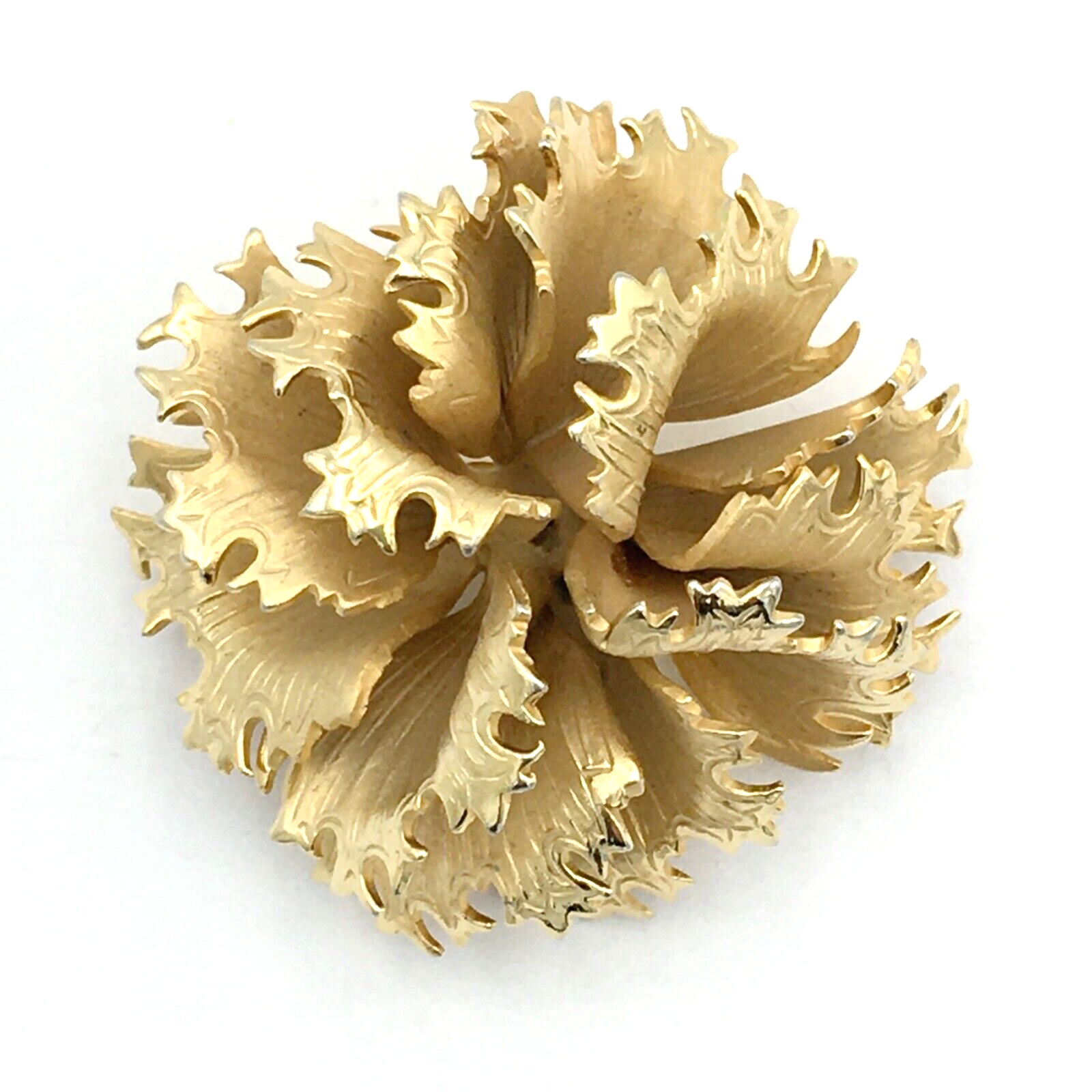 Primary image for LISNER vintage 1960s flower brooch - textured brushed gold-tone 3D dome 1.5" pin