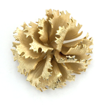 LISNER vintage 1960s flower brooch - textured brushed gold-tone 3D dome ... - $28.00