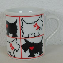 Scottie Dog Scottish Terrier Mug Black White Red Bow Heart Squares Made ... - £7.81 GBP