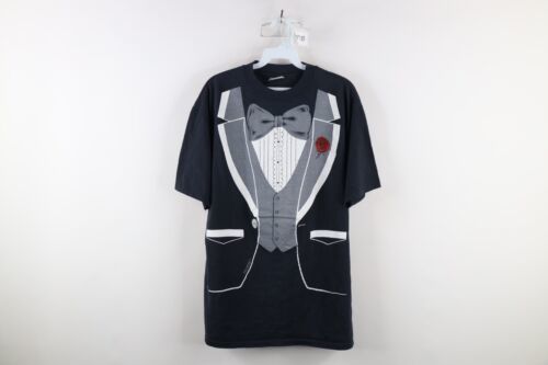 Primary image for Vintage 80s Athletic Supporter LTD Mens Size XL Faded Tuxedo T-Shirt Black USA