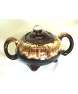 Brown Drip Mini Sugar Bowl Redware 3 Footed Japan - $23.48 CAD